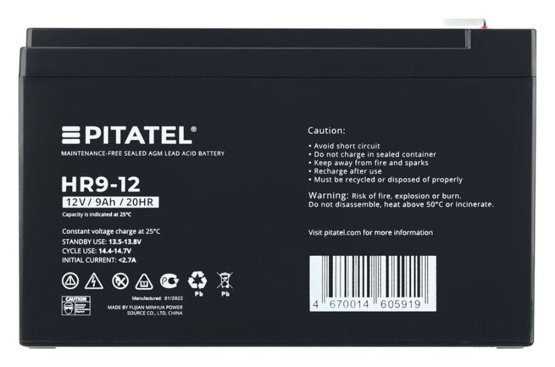 Аккумулятор Pitatel HR9-12, 12V 9Ah