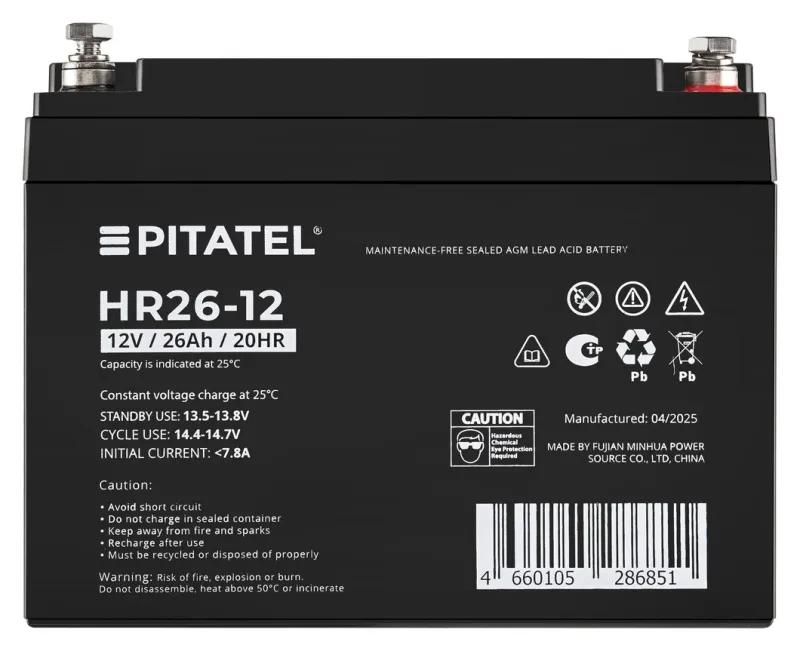 Аккумулятор Pitatel HR26-12, 12V 26Ah