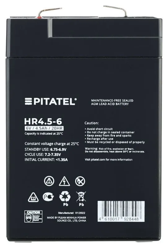 Аккумулятор Pitatel HR4.5-6, 6V 4.5Ah