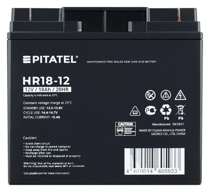 Аккумулятор Pitatel HR18-12, 12V 18Ah