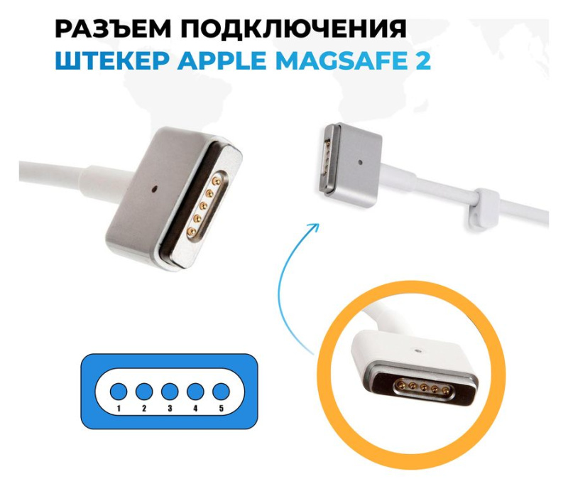 Автоадаптер Pitatel ADC-B24 для ноутбуков Apple 20A 4.25A (Magsafe 2)